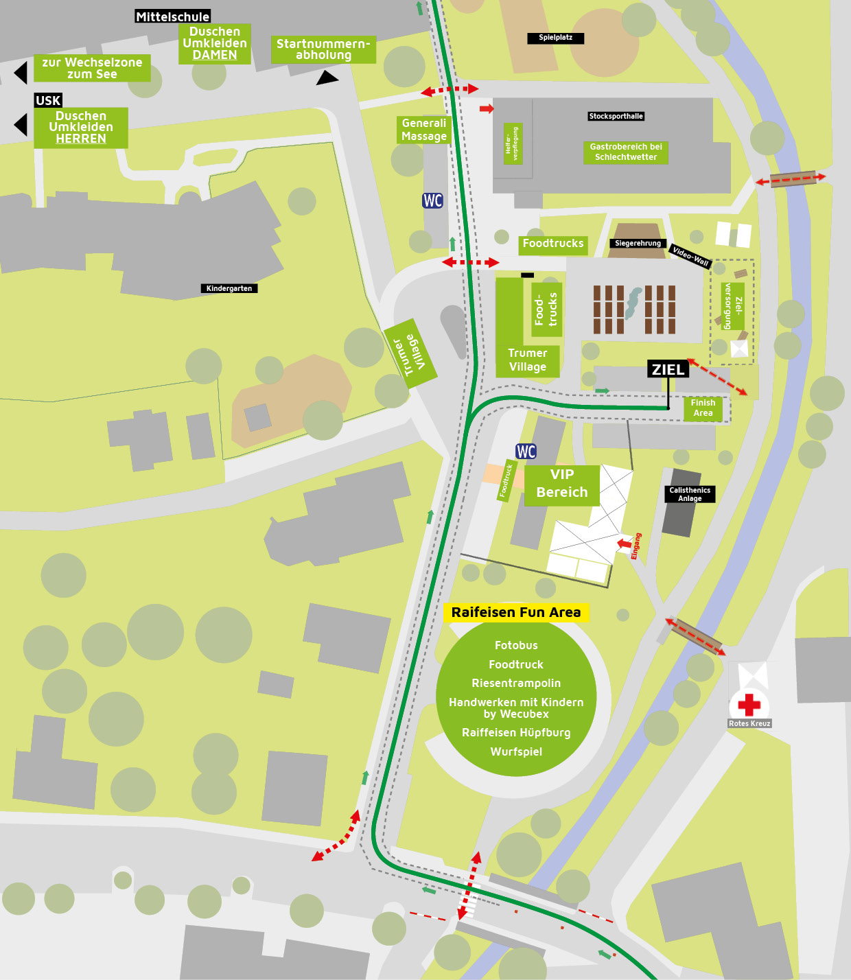 Zielareal des Trumer Triathlons im Ortszentrum Obertrum